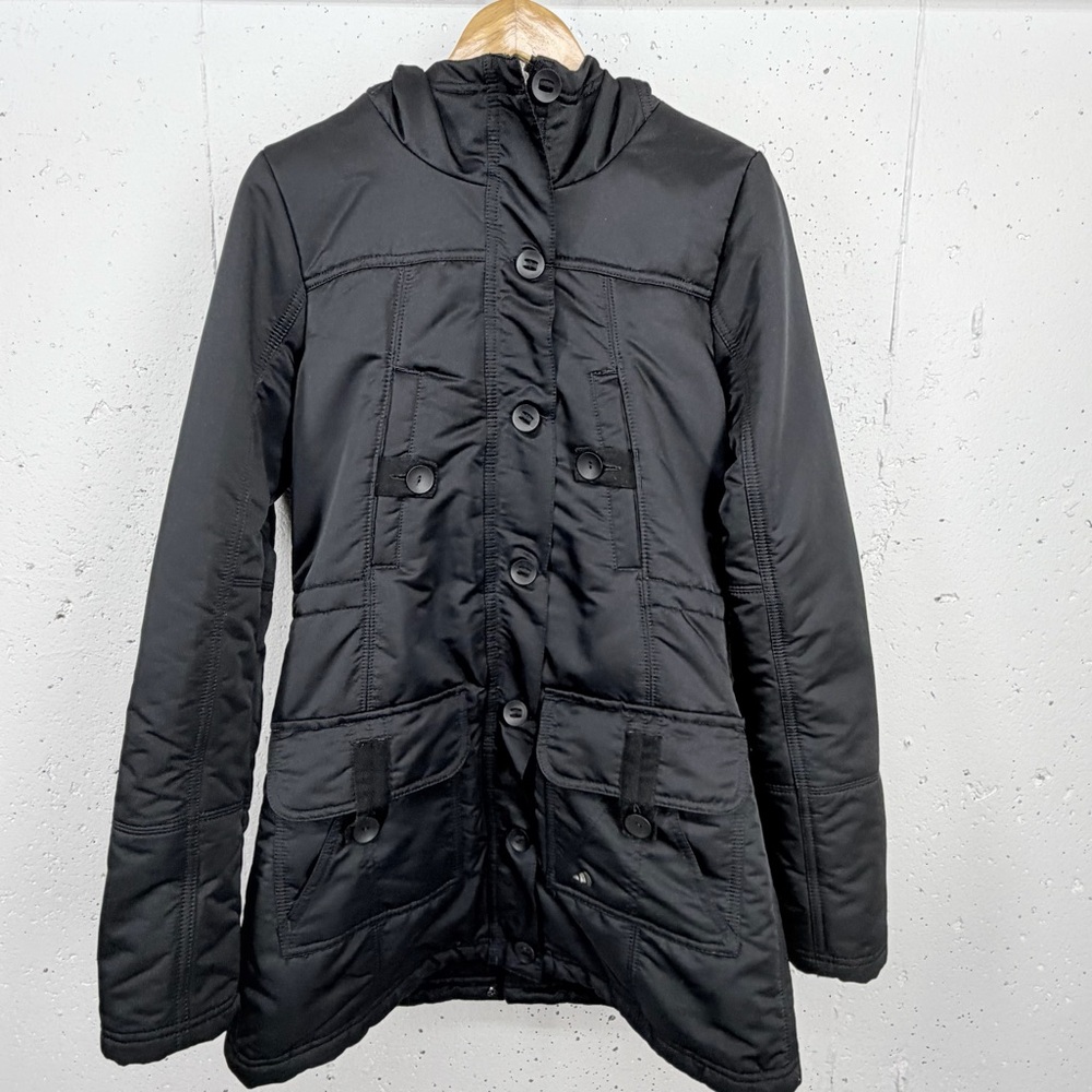 Adidas Women’s Size Medium UK 12 Black Hooded Zip Up Puffer Parka